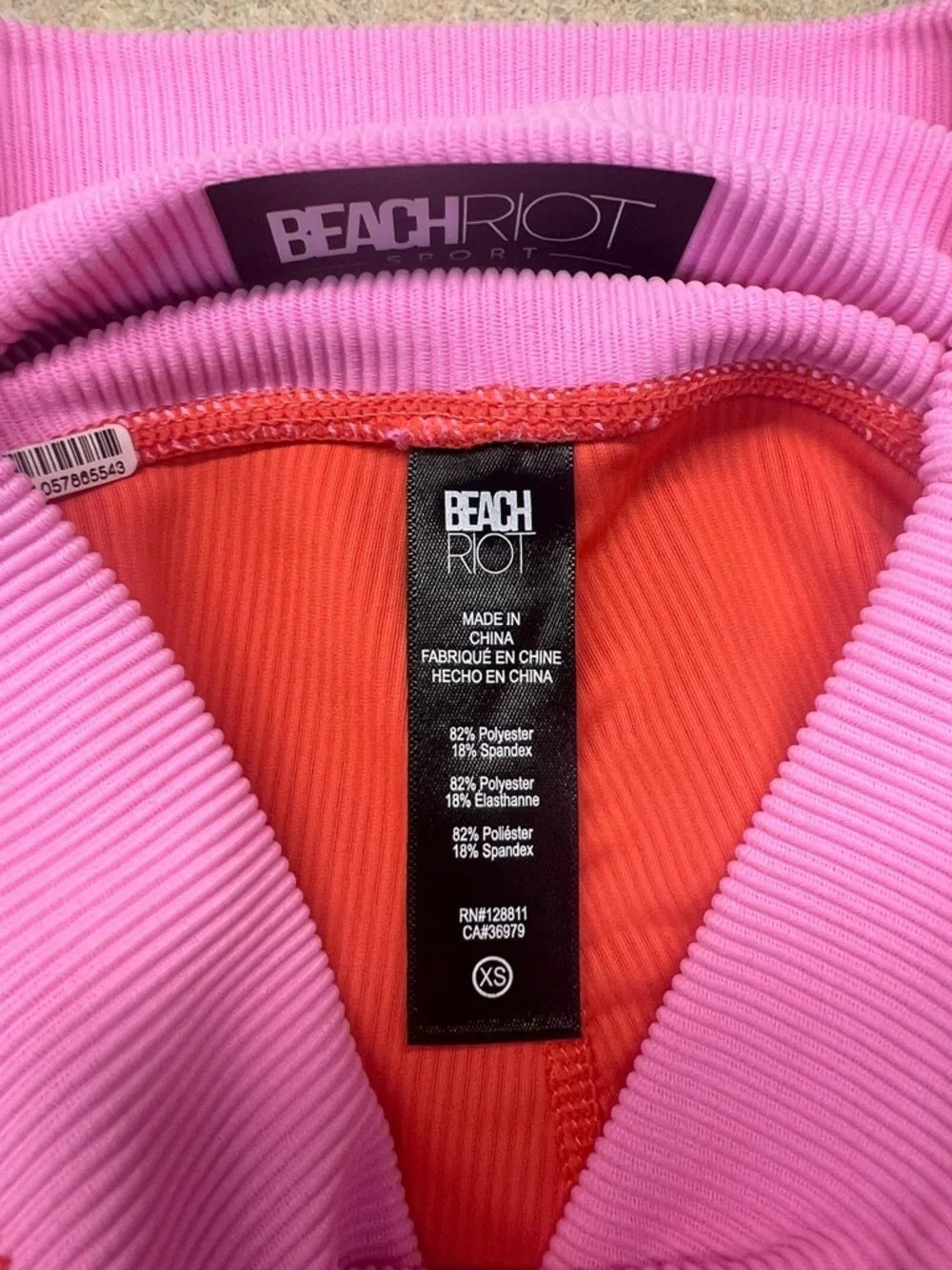 Beach Riot Samantha Short in Coral Beach Colorblock, Ribbed, Size XS, GUC